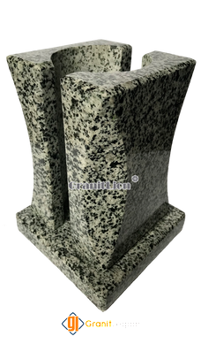 Grey stone vase for graves. Granite Pokostivka model #2