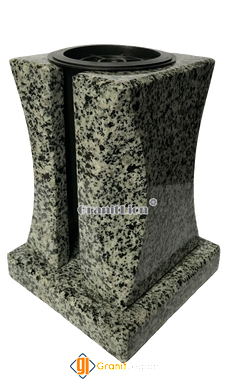 Grey stone vase for graves. Granite Pokostivka model #2