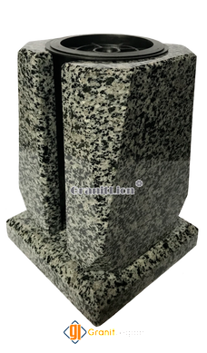 Grey stone vase for graves. Granite Pokostivka model #3