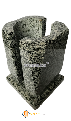 Grey stone vase for graves. Granite Pokostivka model #3