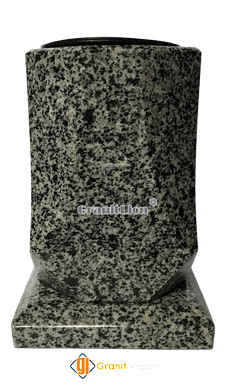 Grey stone vase for graves. Granite Pokostivka model #4