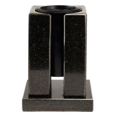 Black stone vase for graves. Granite Gabbro model #1 30cm