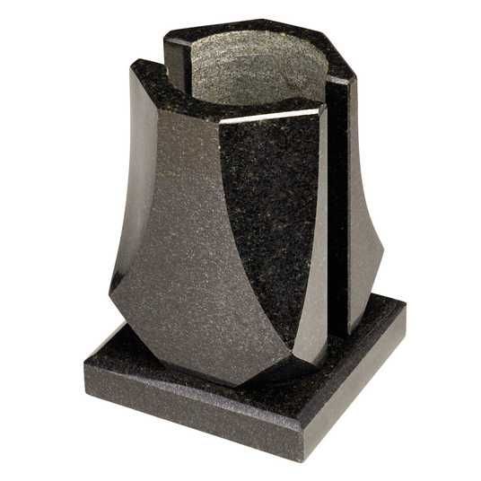Grabvase auf Sockel aus Granit Gabbro #4