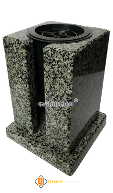 Grey stone vase for graves. Granite Pokostivka model #1