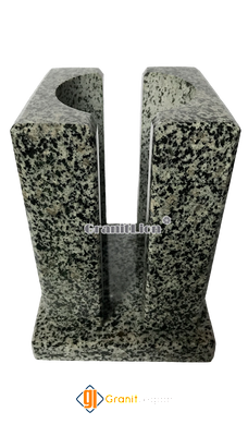 Grey stone vase for graves. Granite Pokostivka model #1